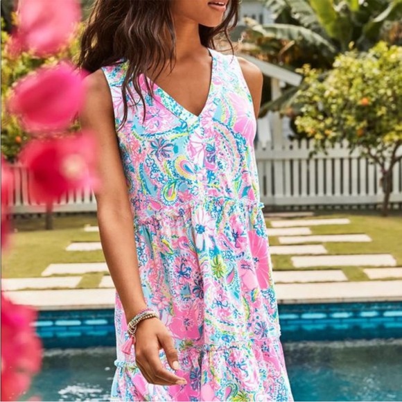 Lilly Pulitzer Lorina Swing Dress in Multi Flock Full of Fun - Picture 14 of 15